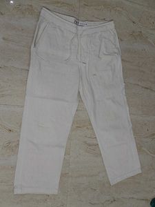 Comfortable White Linen Blend Pants