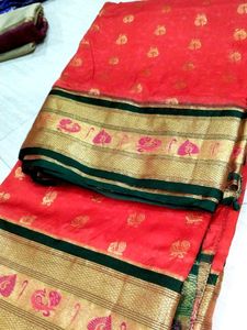 Red &amp; Gold Traditional Saree with blouse