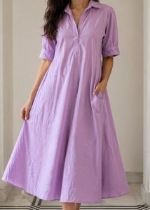 price drop  Lavender Puff Sleeve Midi Dress