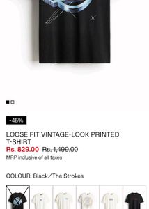 H&amp;M Black Vintage-Look Printed T Shirt