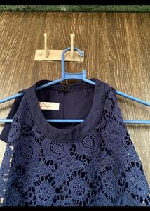 Elegant Navy Lace Blouse