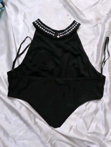 Sparkly Black Halter Top