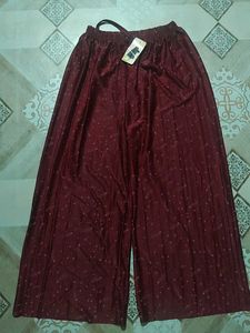 Maroon Star Print Palazzo Pants