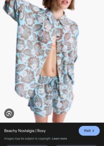 Roxy Retro Floral Print Shirt &amp; Pants Set