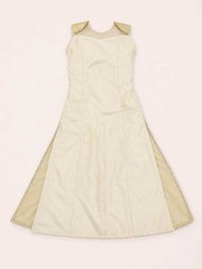 Elegant Ivory and Pink Brocade Gown