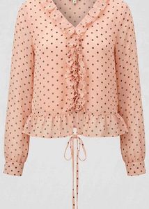 Peach Polka Dot Ruffle Top