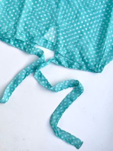 Flowy Aqua Polka Dot Tie-back Blouse