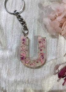 Resin Initial Keychain - U