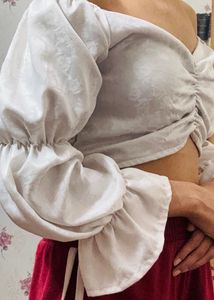 Padded Ruched Off-Shoulder Crop Top