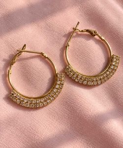 Gold Tone Crystal Hoop Earrings