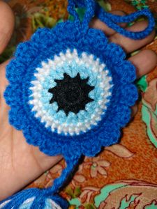 Crocheted Evil Eye Tassel Bag charm