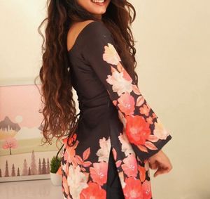 Floral Print Off Shoulder kurti
