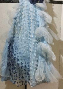 ✨ Sky Blue Floral Party Gown for Girls (10–12 yrs)