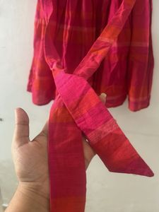 Fabindia Pink Plaid Frock