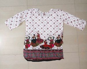 White Printed Ethnic Kurti/Tunic
