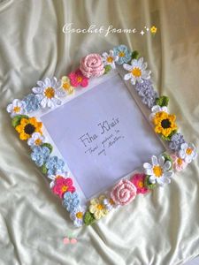 Handmade Crochet Flower Photo Frame