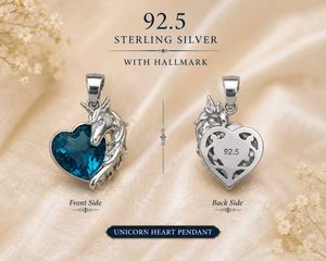 Sterling Silver Unicorn Heart Pendant