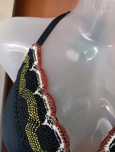 Stylish Black Bikini Set with Crochet Detail