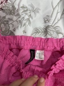 H&amp;M pink Puff Sleeve Off/On-Shoulder Top