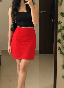 H&M Red A-Line Skirt