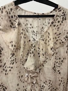 Chic Ruffle Blouse with Animal Print