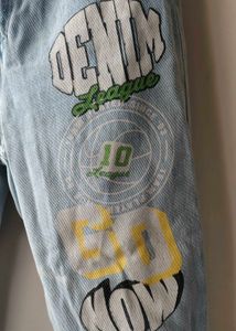 Tokyo Talkies Light washed printed denim