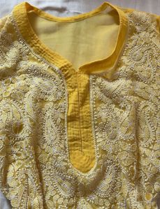 Yellow Chikankari Kurta