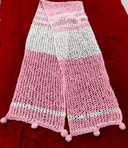 Handmade Pink &amp; White Striped Scarf