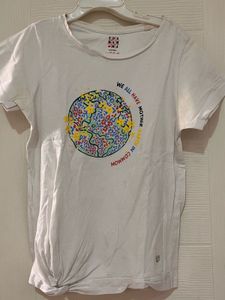 Graphic Earth Print White T-Shirt