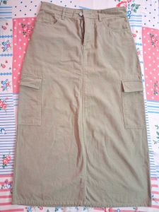 Khaki Cargo Maxi Skirt