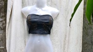 I. Stylish Black Tube Top with Gold Embroidery