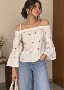 Chic Off-Shoulder Embroidered Top