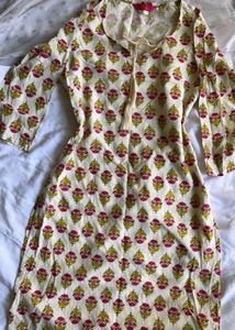 Cream Kurta with Floral Print