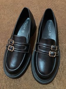 Truffle collectionLeather Double Buckle Loafers