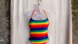 13410. Rainbow Striped One-Piece Swimsuit