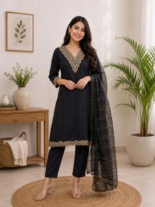 Elegant Black Kurta Set with Dupatta