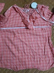 Cover Story Lace-Up Pink Plaid Top