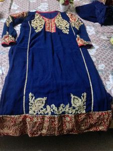 Royal Blue Kurta with Gold Embroidery