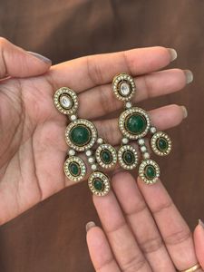 Stunning Green Stone Dangle Earrings