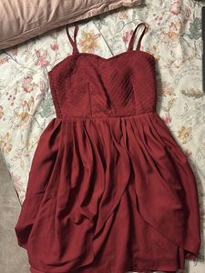 Burgundy Skater Mini Dress