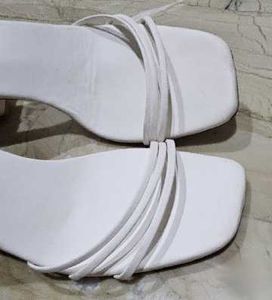 Chic White Square Toe Block Heels