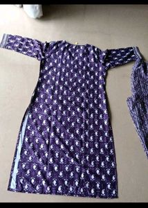 Elegant Purple Printed Kurta Set with Dupatta