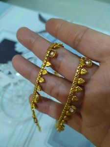 Golden Anklets with Leaf Design