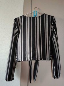 Striped Tie-Front Crop Top