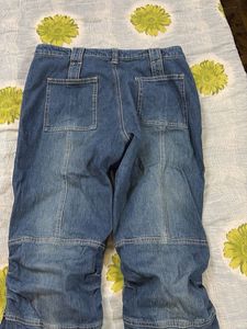Flared Denim Cargo Pants