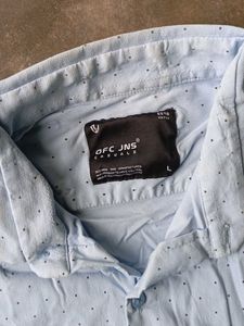 Men's Light Blue Dotted Button-Up Shirt