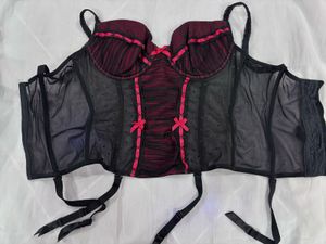 Gothic Sheer Black &amp; Red Corset❤️🖤