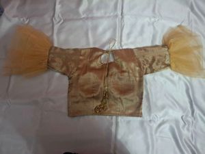 Sheer Bell Sleeve Brocade Blouse