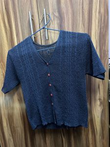 Dark Blue Knitted Cardigan
