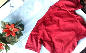Maroon Crop Top with Zipper Pocket
